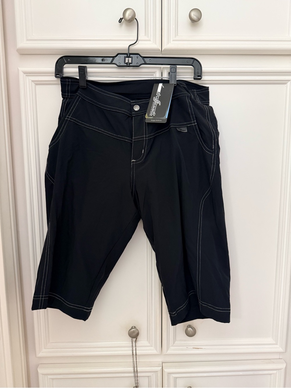 shebeest Black Bike Shorts with White Contrast Stitching